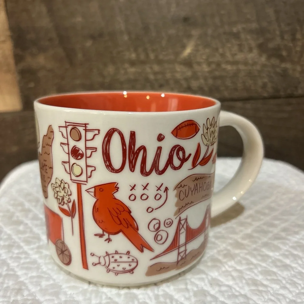 Starbucks Ohio Mug Been There Series 2017 White Red Coffee & Tea Original